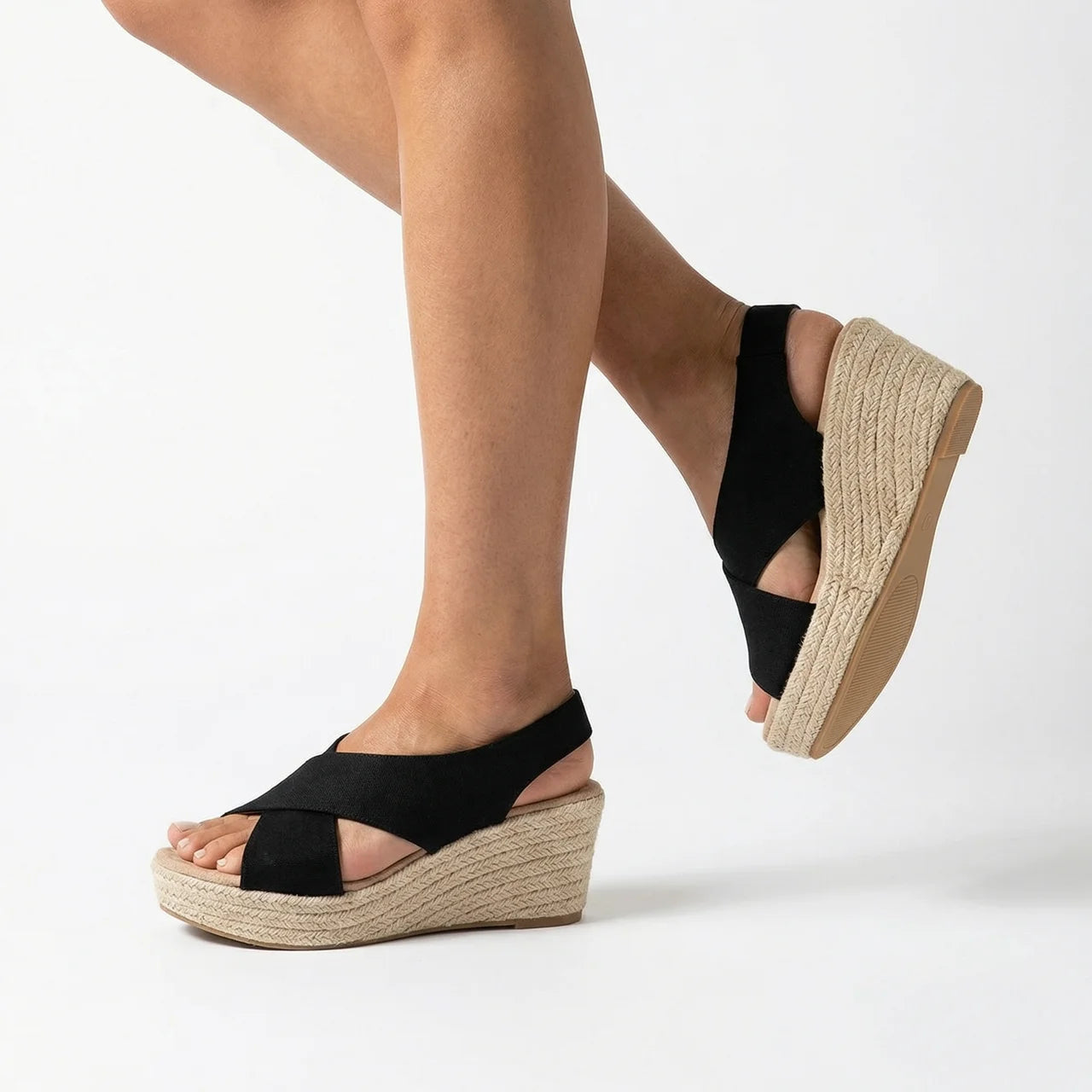 Espadryle Damskie Na Koturnie Wsuwane