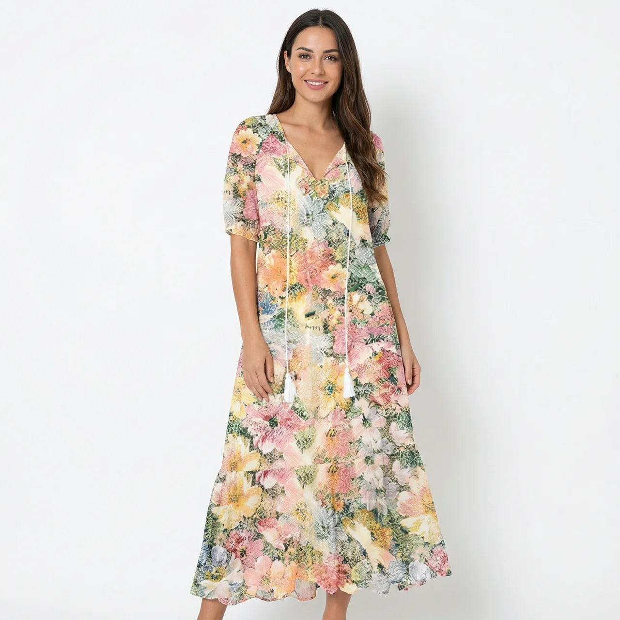 Sukienka Maxi Damska Boho Z Wiązaniem