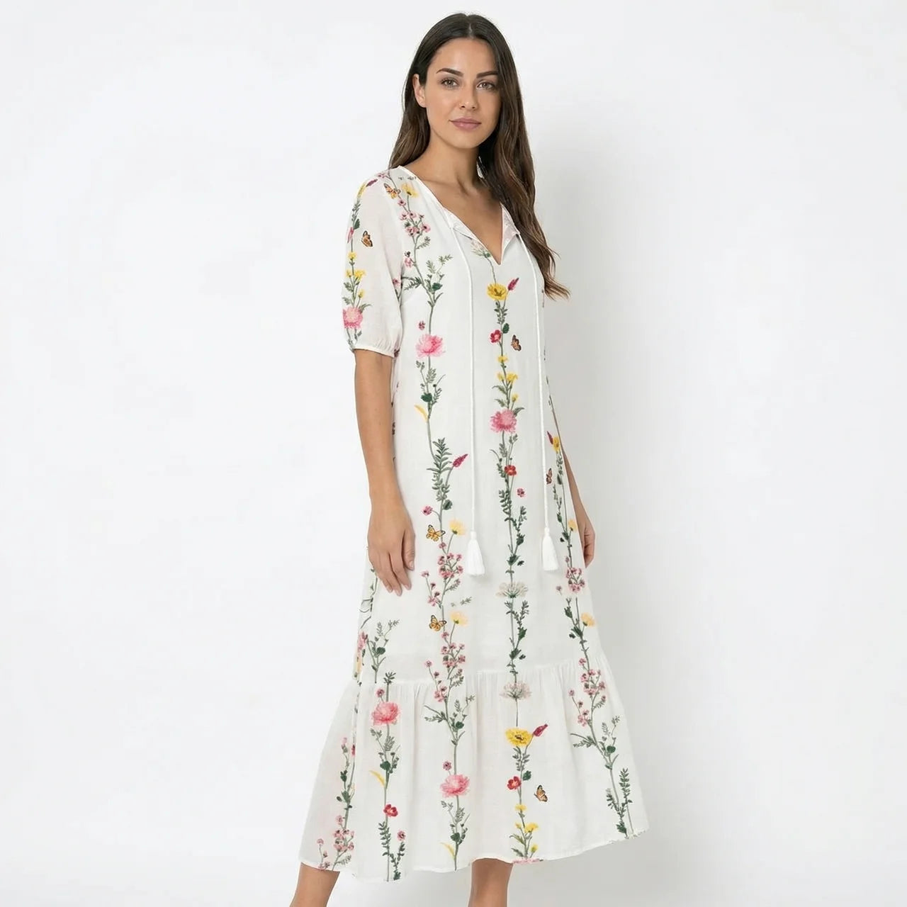 Sukienka Maxi Damska Boho Z Wiązaniem