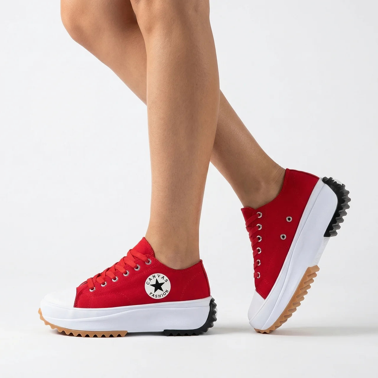Sneakersy Damskie Na Platformie Sznurowane
