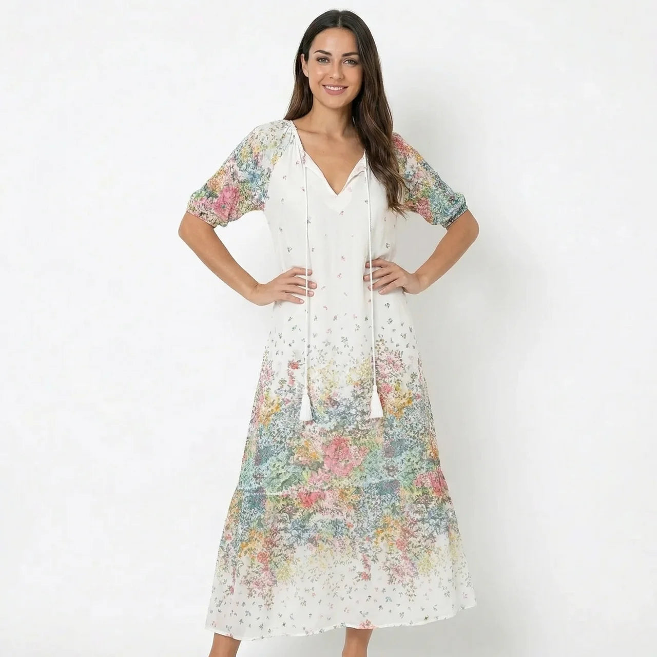 Sukienka Maxi Damska Boho Z Wiązaniem