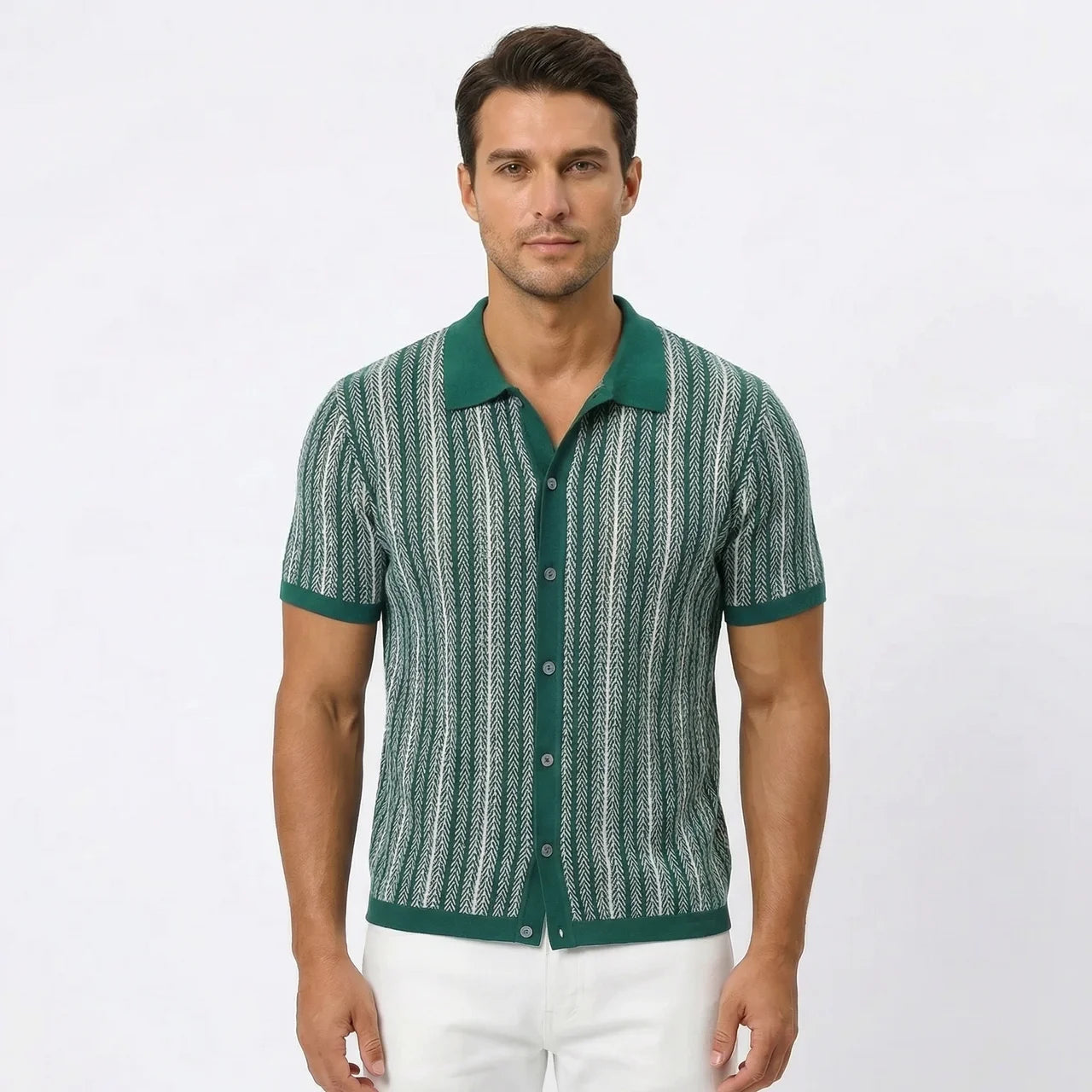 Koszule Męskie Button-Down W Jodełkę