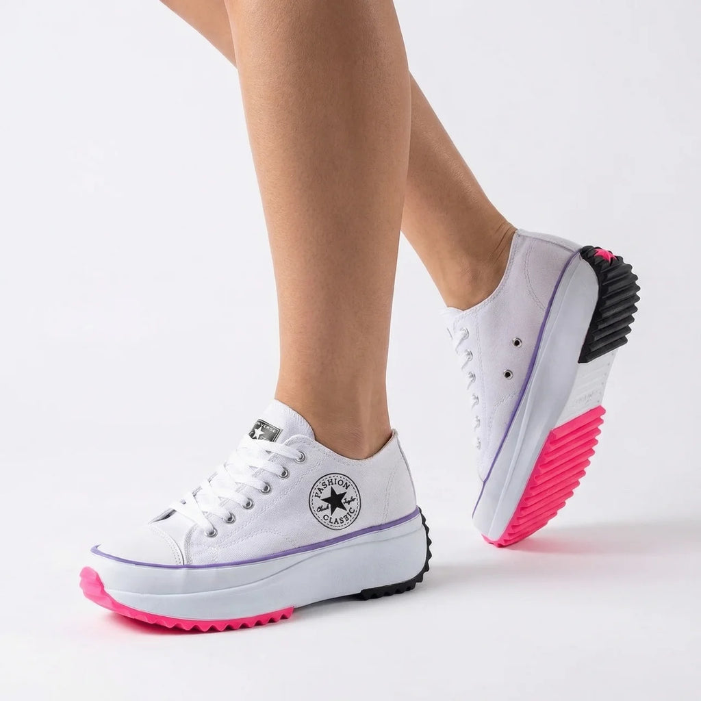 Sneakersy Damskie Na Platformie Sznurowane