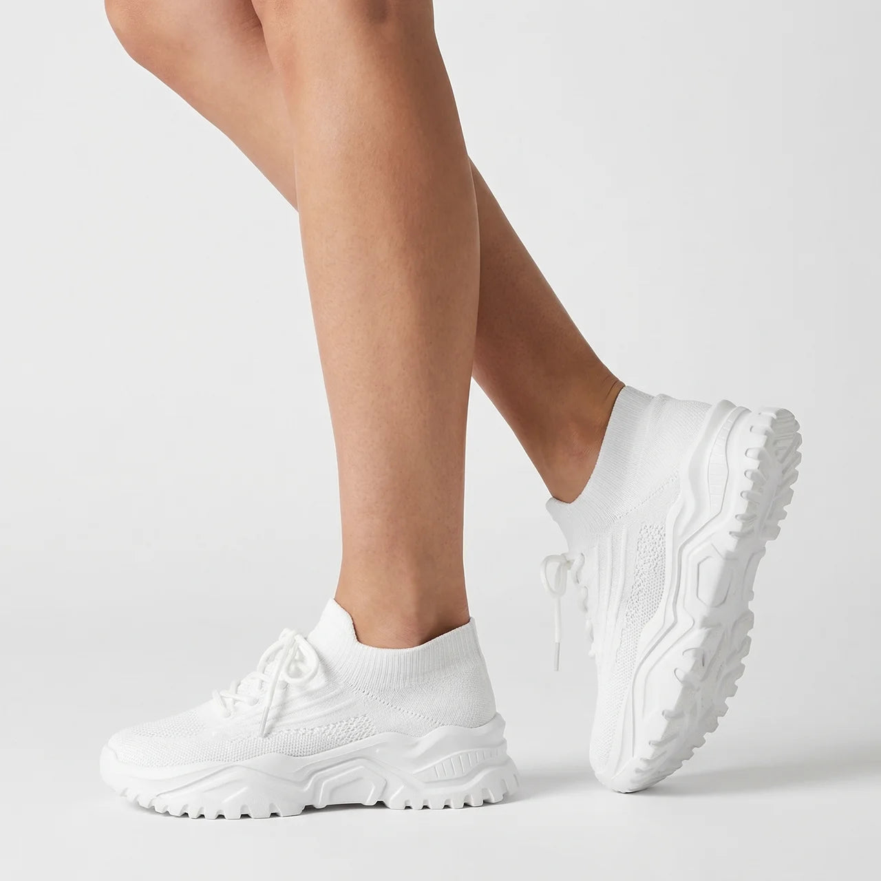 Sneakersy Damskie Na Platformie Sznurowane