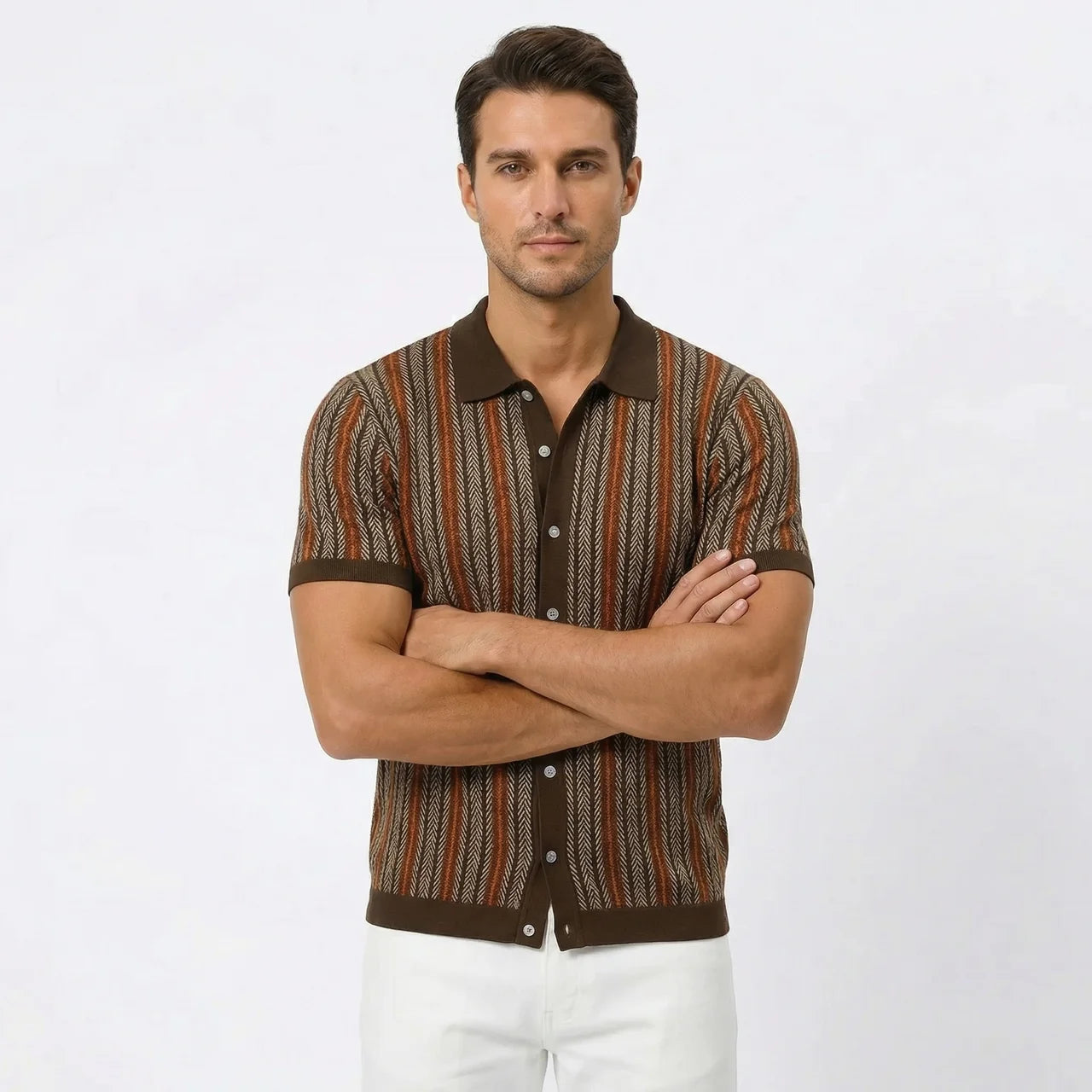 Koszule Męskie Button-Down W Jodełkę