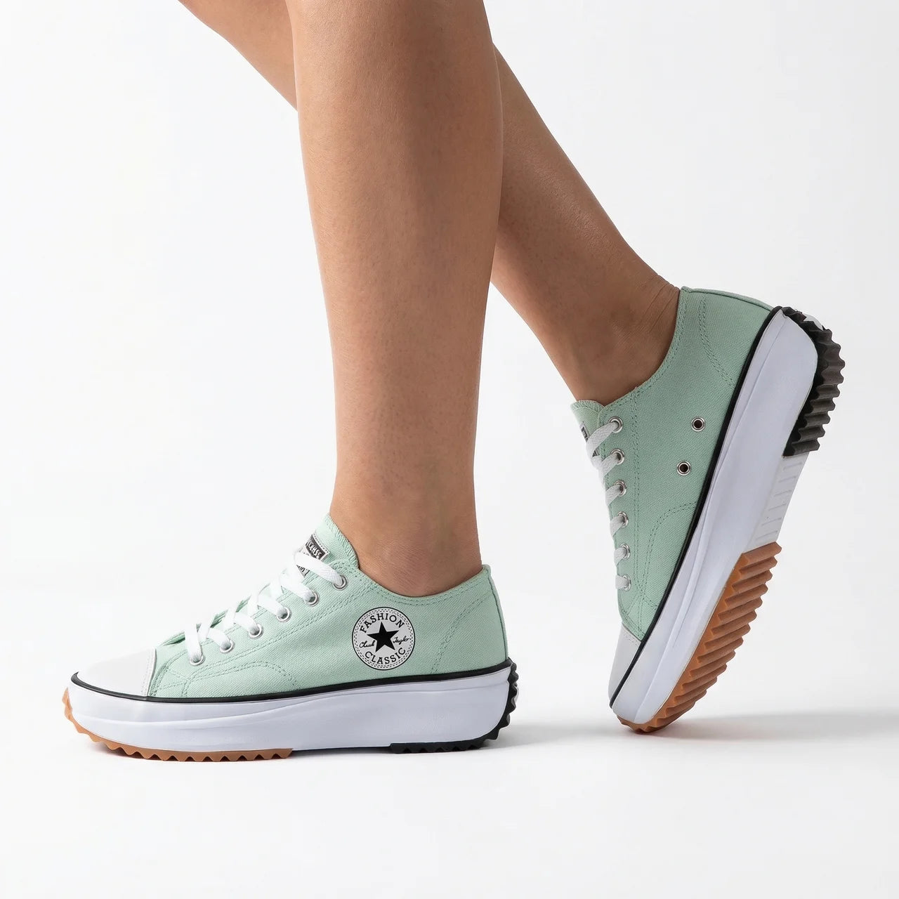 Sneakersy Damskie Na Platformie Sznurowane