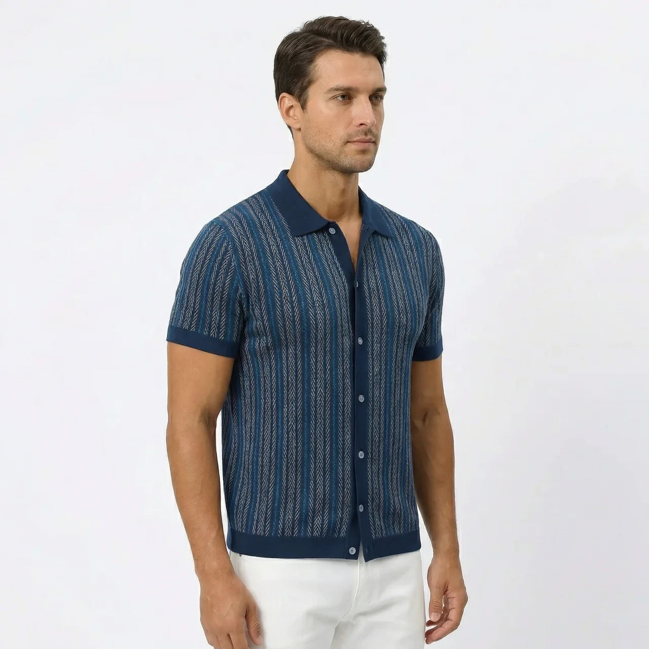 Koszule Męskie Button-Down W Jodełkę