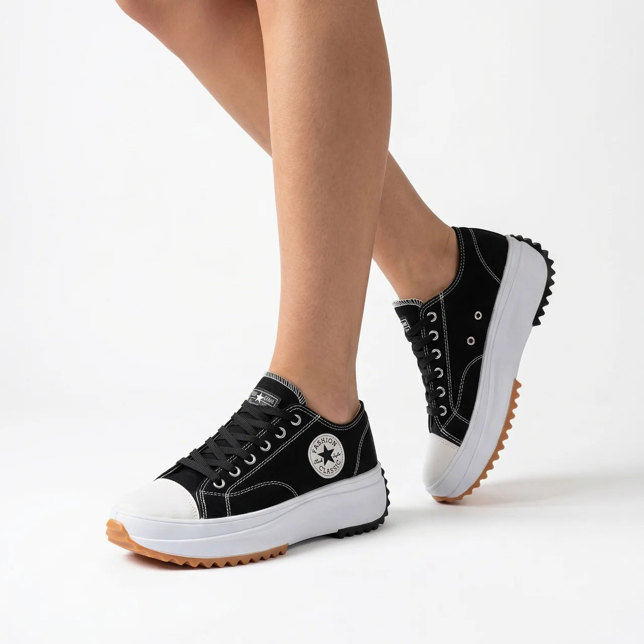 Sneakersy Damskie Na Platformie Sznurowane