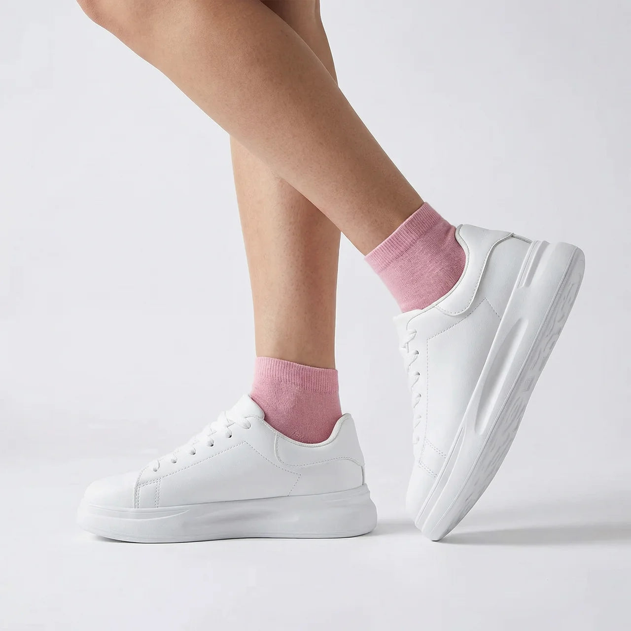 Sneakersy Damskie Białe Casual