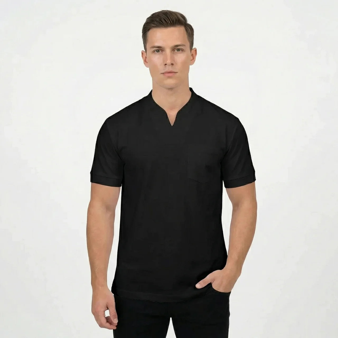T-Shirt Męski Polo Z Dekoltem V