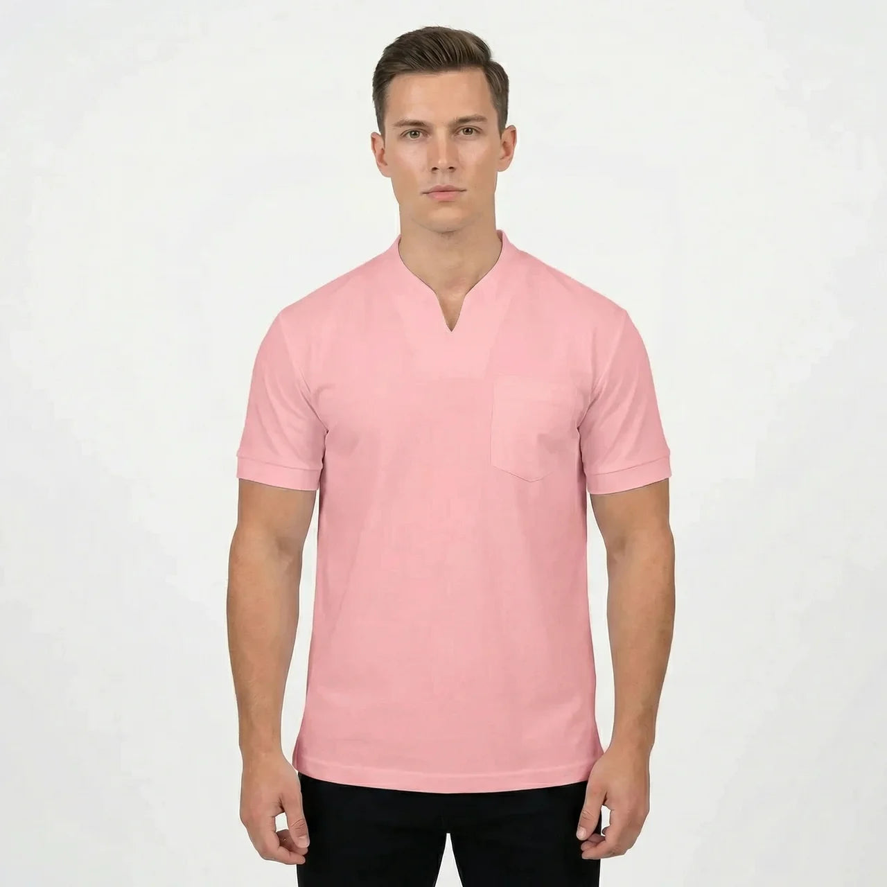 T-Shirt Męski Polo Z Dekoltem V
