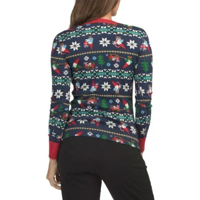 Klasyczny Sweter Świąteczny – Retro Dziany Zimowy Pulower